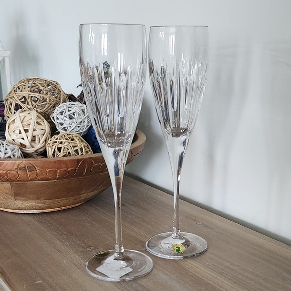 🥂 Waterford Crystal Mara Flutes – Set of 2, 9.5 oz, NIB, Elegant Crystal Design - Picture 1 of 16